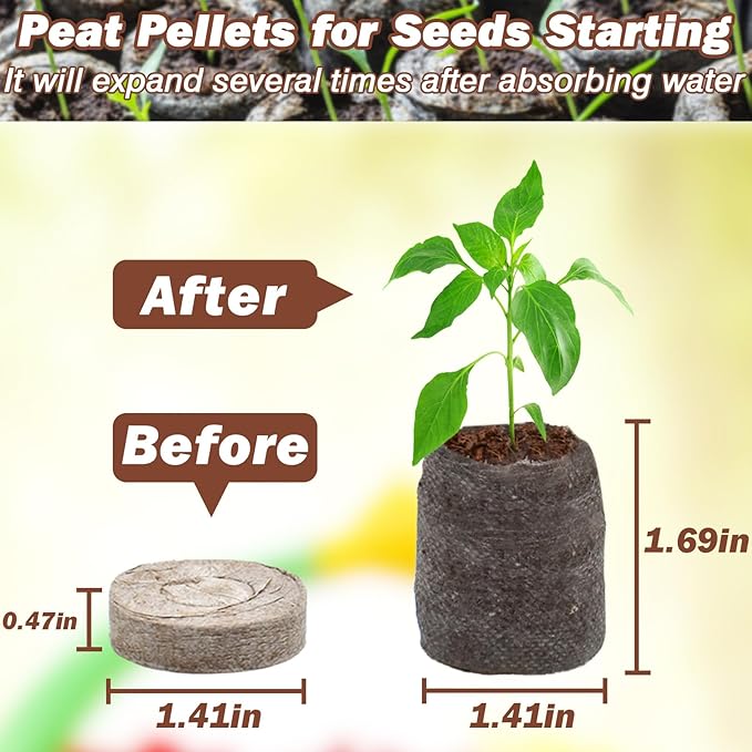 ZeeDix 55Pcs 36mm Peat Pellets for Seedlings, Seed Starter Pods Seed Starting Plugs Soil, Compressed Nutrient Block Potting Soil Discs Pellet for Planting Herbs Flowers Vegetables