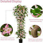 Artificial Bougainvillea Tree -6FT Faux Bougainvillea Tree with Realistic Flowers, Tall Fake Flower Tree for Indoor or Outdoor Decor, Silk Floral Plant for Living Room, Porch, Garden (Pink/White)