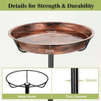 Gtongoko Metal Bird Bath for Outdoors, 34" Tall Bird Bath with 12" Removable Bowl, Heavy Duty 5-Prong Stable Base, Easy-to-Clean Heavy Duty Birdbath & Bird Feeder for Garden, Patio, Yard