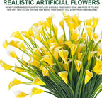 TURNMEON 20 Bundles Calla Lily (400 Heads) Artificial Flowers for Outdoors, Fake Plants UV Resistant Faux Plastic Fake Flowers for Indoor Planter Home Porch Yard Spring Summer Cemetery Decor(Yellow)