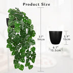 Large Fake Hanging Plants in Pot with Hook, 37" Artificial Hanging Monstera Leaves Vines Plants, Fake Potted Greenery Plant for Room Wall Living Room Bathroom Kitchen, Faux Ivy Houseplants for Shelf