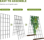 Cucumber Trellis 2 Pack, Foldable A-Frame Garden Trellis for Raised Bed Garden Grow Support with Plant Support Clips, Twist Ties, Plastic Ties, for Cucumber,Tomato, Climbing Plants and Flowers
