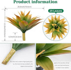 2 Pack Artificial Agave Plants 28 Inch Large Size Fake Succulent Stems Realistic UV Resistant Faux Plants for Outdoor Decorating Tropical Plant Greenery Front Porch Decor - 29 Leaves, Yellow