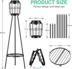 VISFLAIR Solar Lights with Plant Stand, Outdoor Floor Lamp, Waterproof Solar LED Edison Bulb Light Flower Shelf for Patio Porch Deck Yard Garden Decor-1 Pack