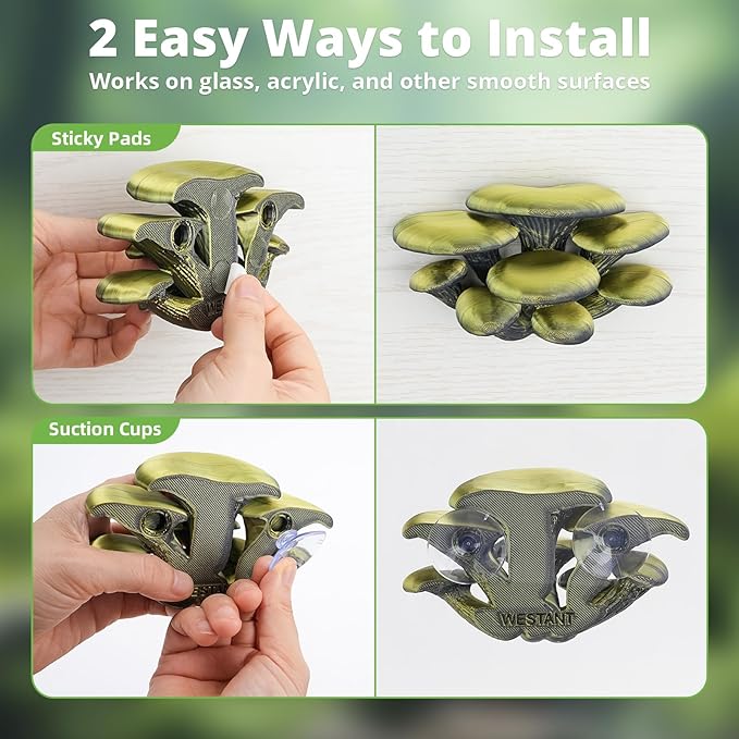 Westant Mushroom Decor for Reptile Tank, Fish Tank, Pet-Safe Bearded Dragon Tank Accessories, Realistic Terrarium Plants for Leopard Geckos, Crested Geckos, Tree Frogs, Snakes (Almond, Cluster Cap)