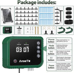 8W Solar Drip Irrigation System for Gardens, DIY Automatic Drip Kit, Supports Watering 30 Pots, Includes 35m Drip Hose and 30 Emitters Suitable for Gardens/Greenhouses/Outdoor Irrigation Timer