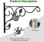 Vumdua Hanging Plants Bracket, 2 Pack 12 inch Wall Planter Hook with Iron Screws Included, Decorative Plant Hanger for Bird Feeders, Wind Chimes Indoor, Flower Pot, Lantern, Outdoor Indoor Patio Decor