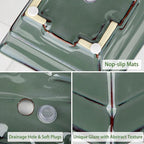 Ceramic Bonsai Pots with Drainage Hole Set of 2, Green Glazed Bonsai Planters for Indoor/Outdoor Use, Rectangular Shallow Bonzai Tree Pot for Succulent, Orchids, Cacti, Home, Patio, Garden, 8.7"x5.9"