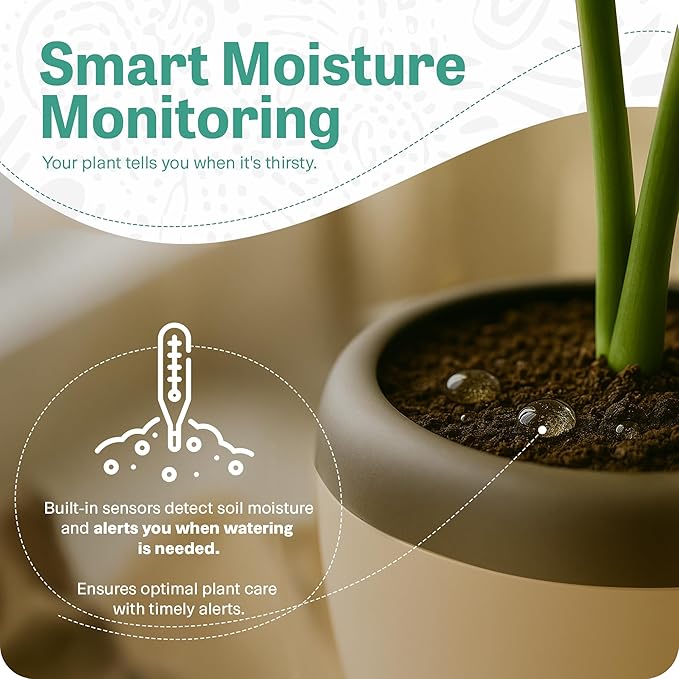 PLANTPETZ Large Robotic Planter – Smart Planter Fits 4 Inch Pots | Bluetooth Speaker | Interactive Smart Plant Pot Turns A Real Plant Into a Touch/Motion Responsive Companion - Pure Ivory White