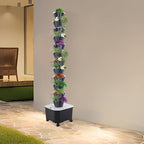 Hydroponic Grow Tower 12 Tiers 60 Holes, 6.6Gal Indoor Vertical Garden System with Water Pump, Automatic Water Circulation - Garden Hydroponic Growing Kit for Leafy Vegetables, Herbs, Strawberries