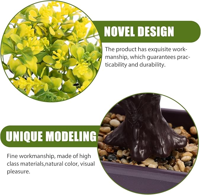 Cabilock Artificial Bonsai Tree Faux Potted Plant Realistic Simulation for Home Office Desk Decor Low Maintenance Greenery 5.12X10.63X11.81 Inches