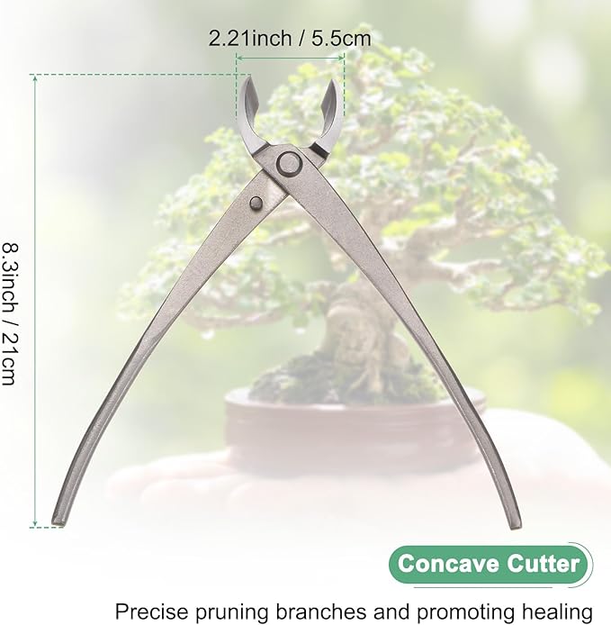 M METERXITY Bonsai Tool - 8.3 Inch High Carbon Steel Concave Cutter, Bonsai Tree Plants Modeling Tools, Applying to Gardening Pruning Knobs/Branches (210mm, Gray)