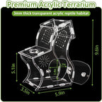 Premium 3mm Acrylic Terrarium for Jumping Spiders & Tarantulas | 5.9"x9.4"x3.5" Tall Arboreal Enclosure with Magnetic Doors & 1mm Micro-Vents | Escape-Proof Habitat for Mantis, Reptiles, Frogs