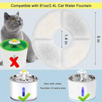 Cat/Pet Water Fountain Filters, 12 Pieces Set Pack of 8 Replacement Filter Fit for 81oz/2.4L, 3 Filtration System with 4 Pre-Filter Sponges