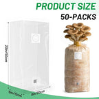 GREANER 6 Mil Mushroom Growing Kit, 50 Packs 8"x5"x20" Mushroom Growing Bag with Injection Ports, Psilocybin Spores with 0.2 Micron Filter Breathable
