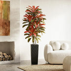 Artificial Dracaena Tree：7FT Faux Silk Tropical Yucca Floor Trees Realistic Fake Green Plant with Natural Wood Trunk & Lifelike Leaves for Home Office Decor Indoor & Outdoor (7FT,1-Pack,Black)