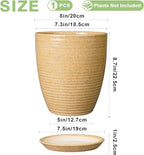 Pot for Plants 8 Inch - Ceramic Planter Indoor Plant Pot with Drainage Hole and Saucer Planter for Outdoor Plants Round Flower Pot for Home Patio Garden Office Decor Yellow