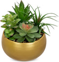 Briful Fake Succulents in Gold Metal Pot, Artificial Succulent Plants Arrangement for Home Decor, Small Faux Potted Plants Tabletop Centerpiece, Desk Office Bathroom Shelf Decorations