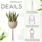 EBOOT 2 Pack 48 Inch Large Macrame Plant Hanger Rope to Hang Flower Pot Plant Holder for Indoor Outdoor Decorations, 4 Legs (Ivory White)