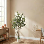 Alupssuc 4ft Olive Trees Artificial Indoor & Outdoor, Faux Olive Tree with Lively Artificial Trunk and Lifelike Fruits, Fake Potted Tree for Modern Home Office Living Room Decor