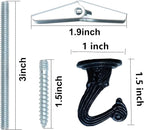 6 Sets White Ceiling Hooks for Hanging Plant, Heavy Duty Swag Toggle Hooks with Hardware (Black)