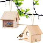 Tfwadmx 2PCS Wooden Bird House Transparent Outdoor Bird House Hanging Nests Box Garden Patio DIY Decorative for Wren Swallow Sparrow Hummingbird Finch Throstle