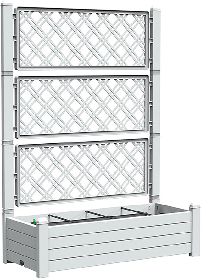 Durable Resin Raised Garden Bed with Drainage Holes & Reinforced Corners - Lightweight Flower Boxes Outdoor for Vegetables, Herbs, and Patio Garden Enclosure System (Ashen, 43.43*18.27*59.29)