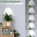 Wolezek 2 in 1 Grow Lights for Indoor Plants, 3 Colors Plant Lights for Indoor Growing with 360° Gooseneck, 48 LEDs Full Spectrum Plant Grow Lights Indoor, 6/12/16H Timer, 5 Brightness, White 2 Pack