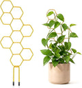 1PCS 13.78 Inch Small Indoor Plant Trellis for Pots, Honeycomb Trellis,Gold Metal Plant Climbing Support Stake for Pothos, Vines, Climbing Houseplants