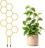 1PCS 13.78 Inch Small Indoor Plant Trellis for Pots, Honeycomb Trellis,Gold Metal Plant Climbing Support Stake for Pothos, Vines, Climbing Houseplants