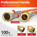 SPECILITE Garden Water Hose 25 ft x 5/8 in Heavy Duty, Flexible and Lightweight, Burst 600 psi, Kink-less Hybrid Rubber Pipe for Backyard, 3/4'' Brass Fittings, Orange