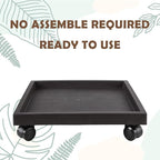 11.4 Inch Square Rolling Plant Caddy Saucer with Wheels, Heavy Duty Wheeled Planter Stand for Potted Plant, Coaster Roller Base Tray with Casters, Flower Pot Dolly Holder for Indoor Outdoor
