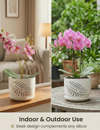 Set of 2 Orchid Pots with Holes, 5 and 6 Inch Ceramic Plant Pots for Plant Lovers – Great for Drainage & Airflow, Indoor/Outdoor Use, Perfect for Repotting