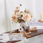 CEWOR Fake Flowers in Vase, Artificial Flowers with Vase Faux Silk Floral Arrangement Table Centerpieces Decor for Home Office Dining Farmhouse Coffee Table Living Room Bathroom Plant Decor .Brown