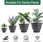 Usocik 6 Pack 8 Inch Plant Pots, Plastic Flower Pot for Indoor & Outdoor with Drainage Holes & Saucer, Plaid Pattern Planters Garden Pots for Herbs