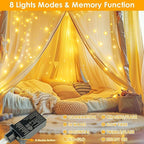 33Ft 100LED Fairy Lights Plug in, Waterproof String Lights Outdoor & Indoor 8 Modes with Timer, Christmas Light Bedroom Decor, Twinkle Light for Girl's Room Garden Christmas Decorations (Warm White)