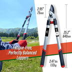 SUIZAN Bypass Hand Loppers 25" - Professional Japanese Branch Cutter Lightweight Compact Tree Trimmer Gardening Tools