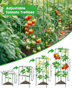 MYMULIKE 6 Pack Tomato Cage, Square Tomato Cages for Garden, Plant Trellis for Pots, Raised Garden Bed, Plant Support Stakes- 20 Clips Included