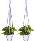 2 Pack Purple Macrame Plant Hangers, 35-Inch Cotton Rope Hanging Planters with Wooden Beads, Handmade Woven Plant Holders for Boho Modern Home Decor, Indoor & Outdoor Use