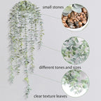 Decorative Hanging Plants for Shelf, Faux Ivy Eucalyptus Vine, Fake Greenery in White Bigger Pot (Light Green, 1PCS)