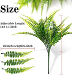 MAQIHAN 20 PCS Fake Fern - Artificial Ferns for Outdoors Faux Ferns for Outdoors Planter Large Outdoor Patio Decor Boston Fern Artificial Plants Faux Greenery Outdoor Porch Decor
