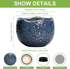 6 Inch Plant Pot - Ceramic Pots for Plants with Drainage Hole, Round Orchid Pot, Unique Planter for Indoor Outdoor, Modern Decorative Flower Pots, Room Decor, Plant Lovers Gifts, Retro Blue