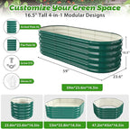 YSEJOMP 17" Tall Outdoor Garden Raised Garden Bed Kits,5ft X 2ft Oval,0.8MM Thick Metal Raised Planter Bed/Ground Planter Box for Variety of Flowers,Herbs,Vegetables (Dark Green, 60X24X16.5 Inches)