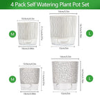 4 Pack Self Watering Pots for Indoor Plants, 4/5.5 Inch Lightweight Planters with Water Reservoir, Flower Pots for African Violet, Spider Plant, Orchid