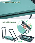 Ohuhu Garden Kneeler and Seat, Heavy Duty Garden Stool with EVA Foam Kneeling Pad, Foldable Gardening Bench with 2 Tool Pouches, 2-in-1 Portable Gardening Supplies, for Seniors
