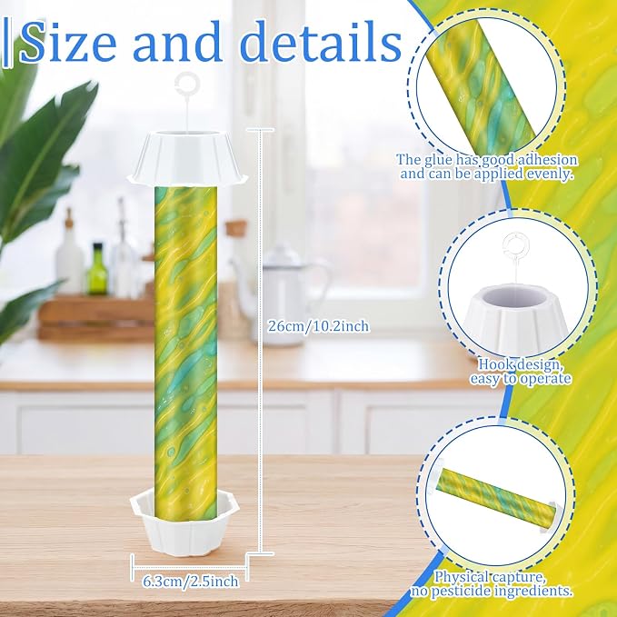 Qualirey 8 Pcs Fly Traps for Indoor Outdoor Hanging Fruit Fly Stick Trap Sticky Mosquito for Home Insect 10 x 2.5 Inches (Design-1,Yellow and Green)