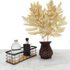 Artificial Plants Christmas Decor, PASYOU Gold Fern Fake Flowers Shrubs Plastic Grass Leaves Indoor Outdoor Home Garden Hotel Verandah Wedding Party Event Faux DIY Decoration, 30 Inch Golden 2 Bunches