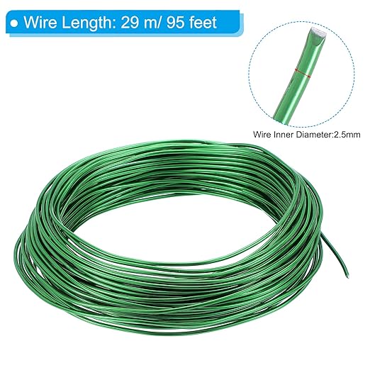 PATIKIL 2.5mm Bonsai Training Wire, 1 Roll Floral Wire Stems Anodized Aluminum Tree Wire 95 Feet Total for Gardening Branch Fixing, Green