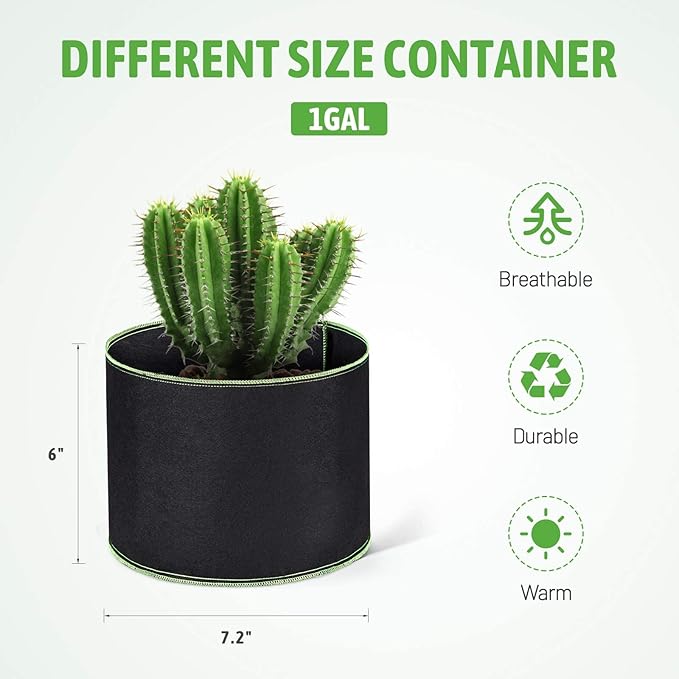 Delxo 20-Pack 1 Gallon Grow Bags,Garden Planting Bag,300G Thickened Breathable Nonwoven Cloth Fabric Pots for Fruits,Vegetable,Tomato(Black)