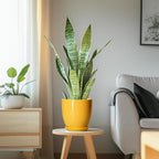 Ceramic Pots for Plants - 6 Inch Plant Pot for Indoor Plants, Ceramic Planter with Drainage Hole and Saucer, Round Decorative Flower Pots, Desk Home Decor, Plant Lover Gifts, Glossy-Yellow